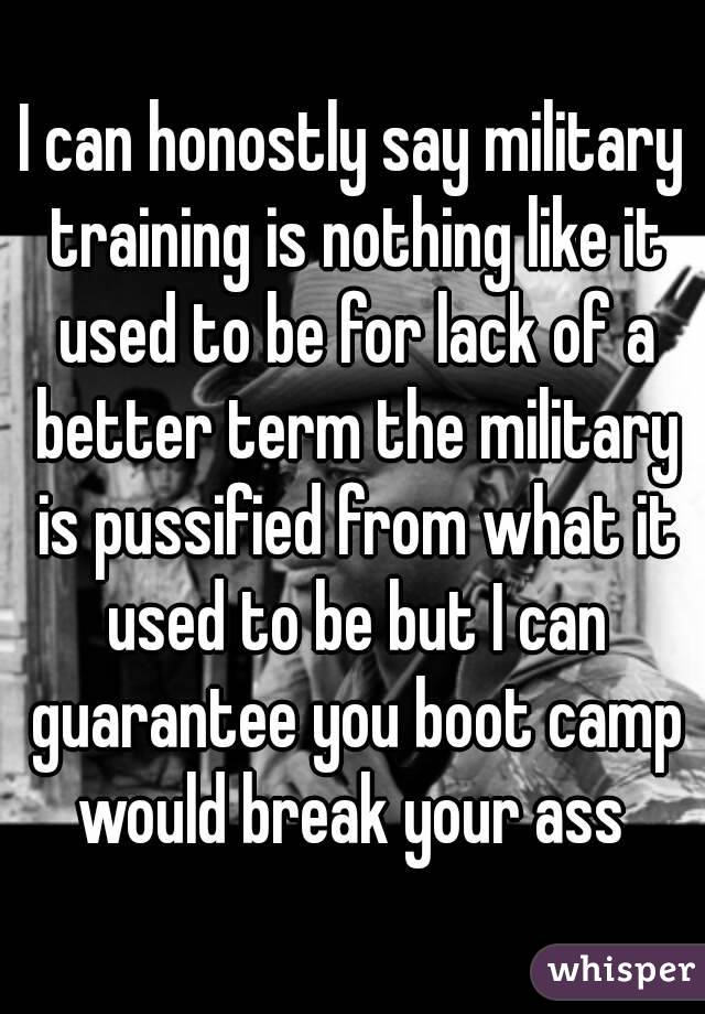 I can honostly say military training is nothing like it used to be for lack of a better term the military is pussified from what it used to be but I can guarantee you boot camp would break your ass 