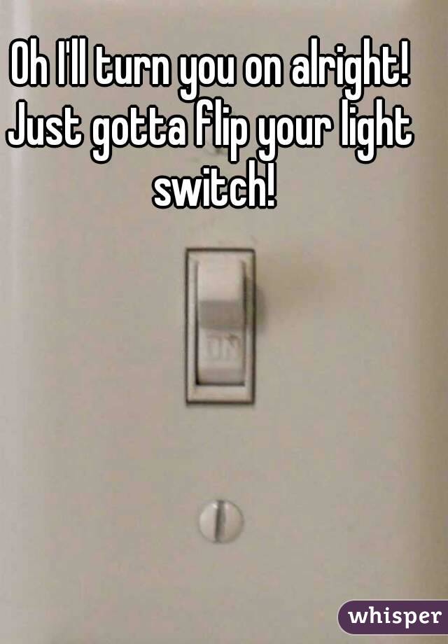 Oh I'll turn you on alright!
Just gotta flip your light switch!
