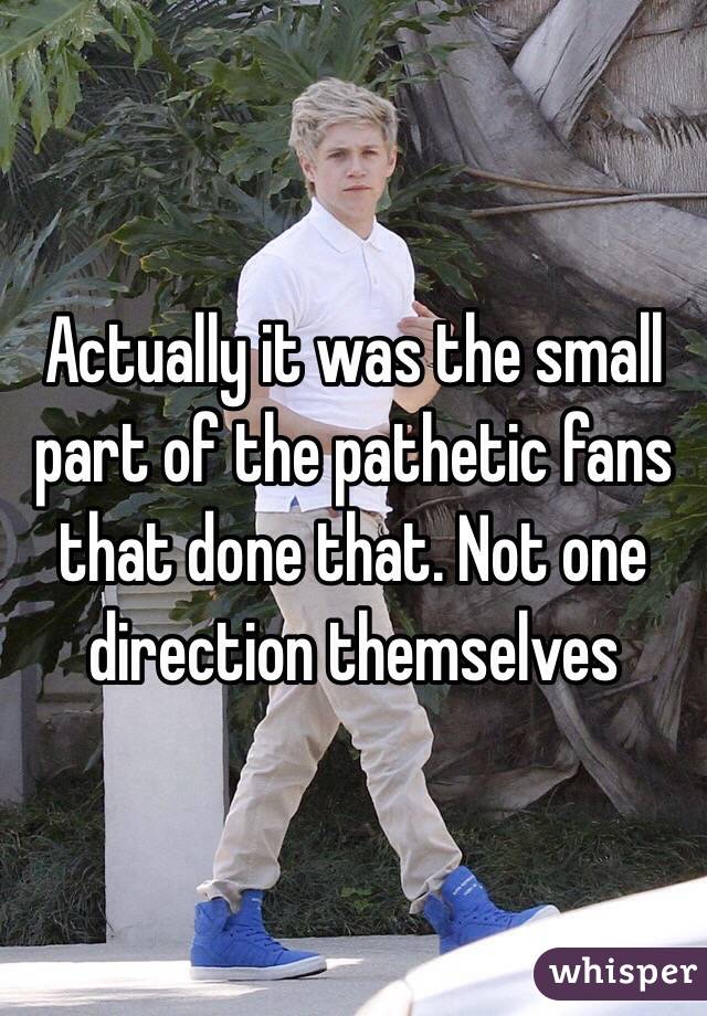Actually it was the small part of the pathetic fans that done that. Not one direction themselves 