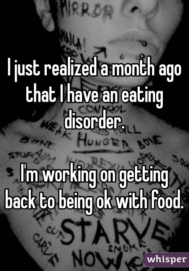 I just realized a month ago that I have an eating disorder. 

I'm working on getting back to being ok with food.