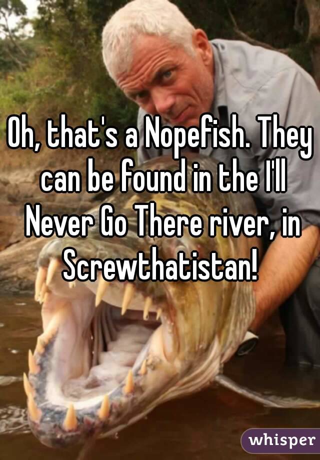 Oh, that's a Nopefish. They can be found in the I'll Never Go There river, in Screwthatistan! 