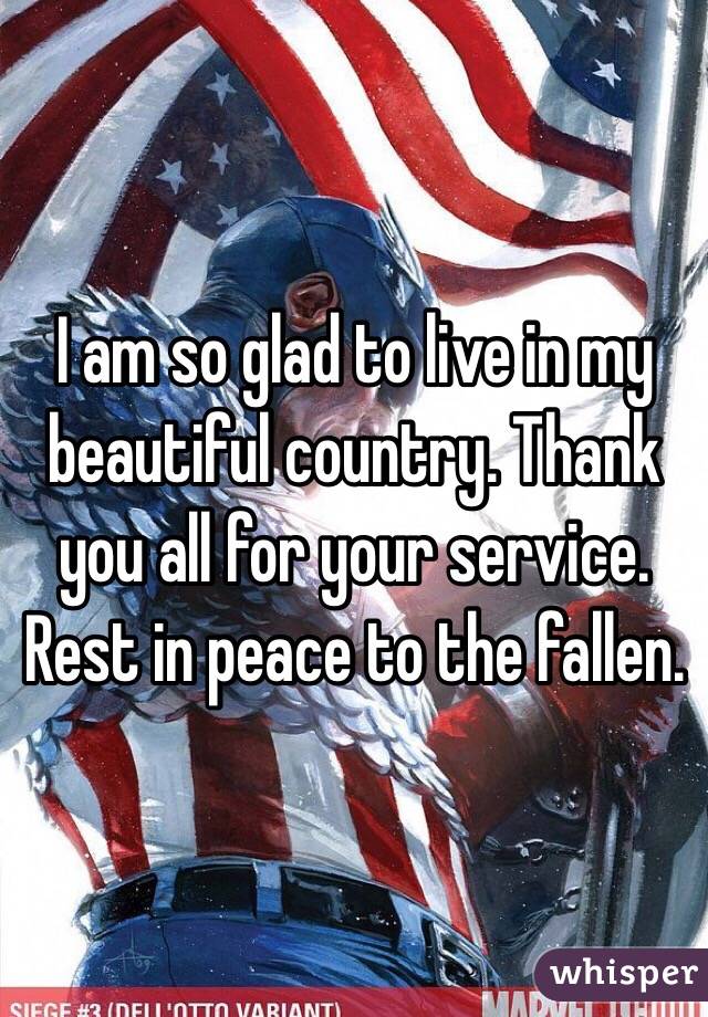 I am so glad to live in my beautiful country. Thank you all for your service. Rest in peace to the fallen. 
