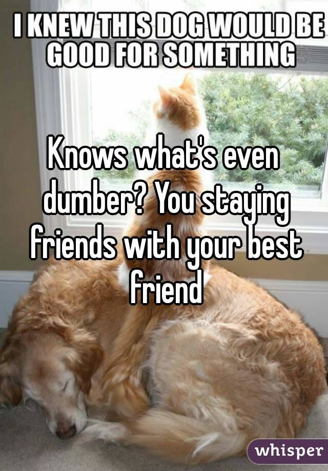 Knows what's even dumber? You staying friends with your best friend