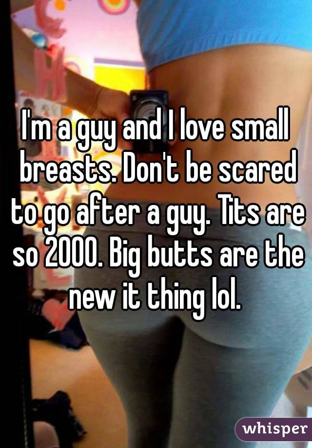 I'm a guy and I love small breasts. Don't be scared to go after a guy. Tits are so 2000. Big butts are the new it thing lol. 