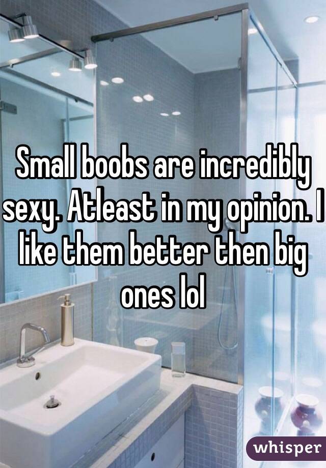 Small boobs are incredibly sexy. Atleast in my opinion. I like them better then big ones lol 