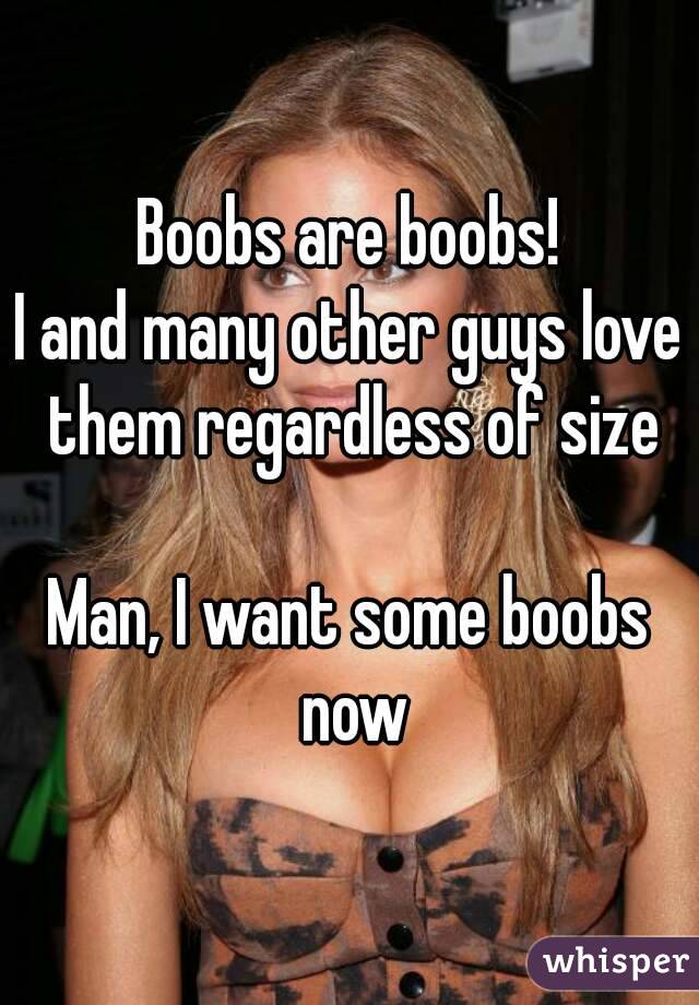 Boobs are boobs!
I and many other guys love them regardless of size

Man, I want some boobs now