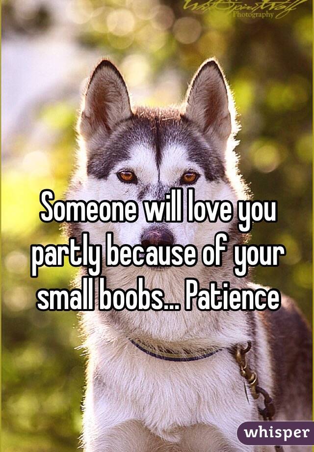 Someone will love you partly because of your small boobs... Patience 