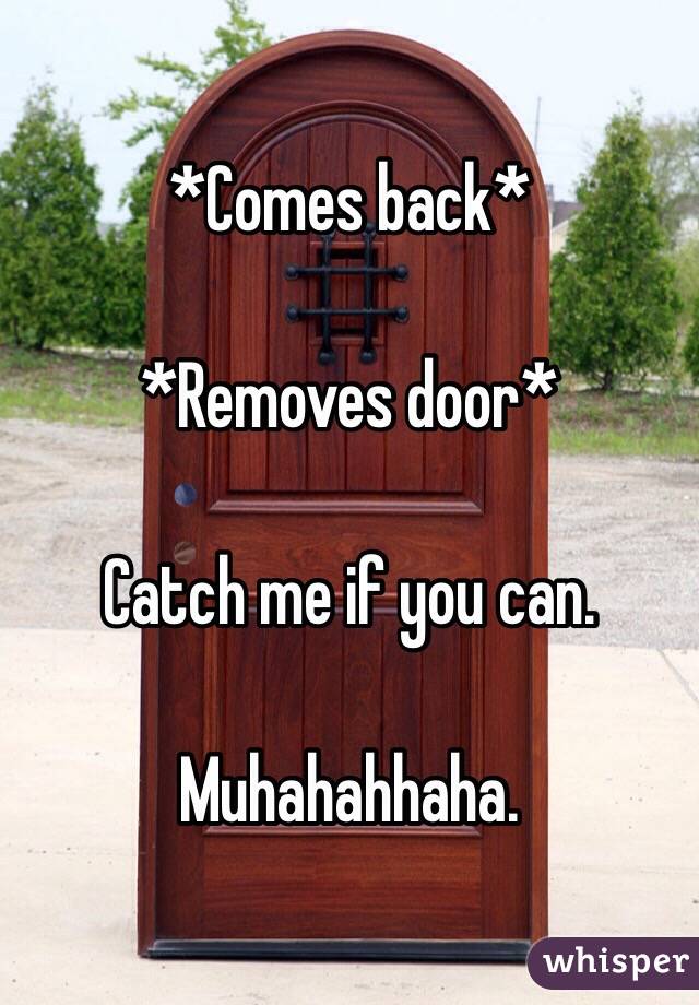 *Comes back*

*Removes door*

Catch me if you can.

Muhahahhaha.