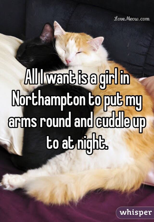 All I want is a girl in Northampton to put my arms round and cuddle up to at night.