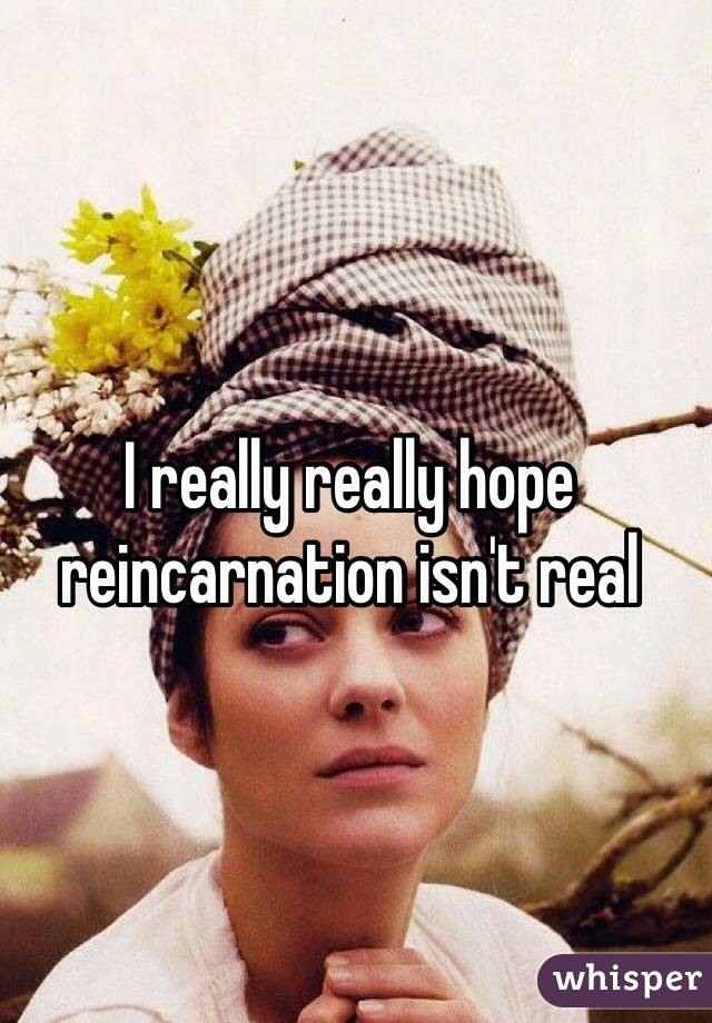 I really really hope reincarnation isn't real