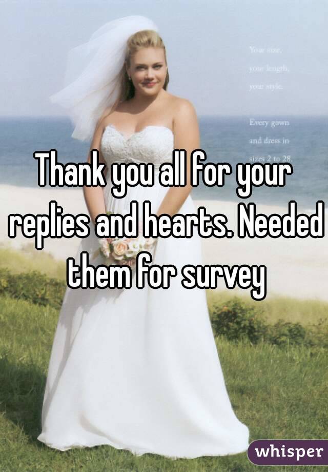 Thank you all for your replies and hearts. Needed them for survey