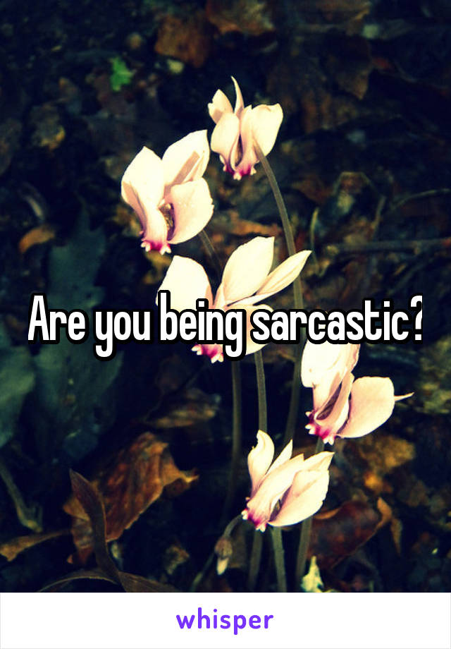 Are you being sarcastic?