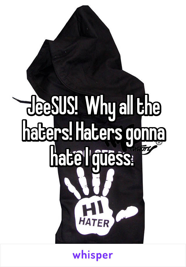 JeeSUS!  Why all the haters! Haters gonna hate I guess. 