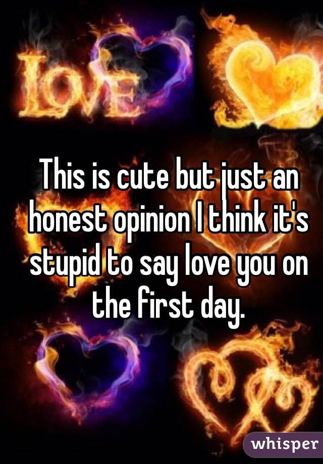 This is cute but just an honest opinion I think it's stupid to say love you on the first day. 