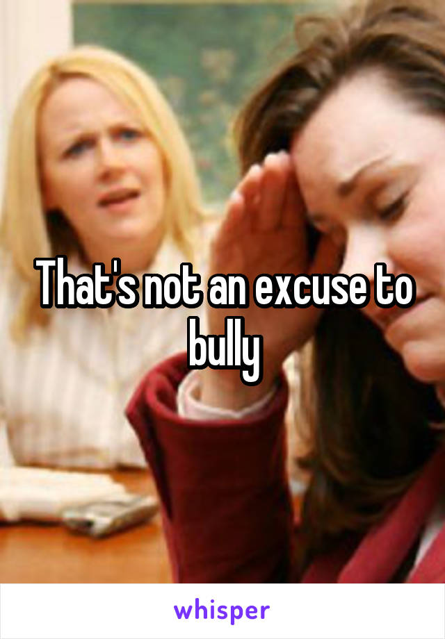 That's not an excuse to bully