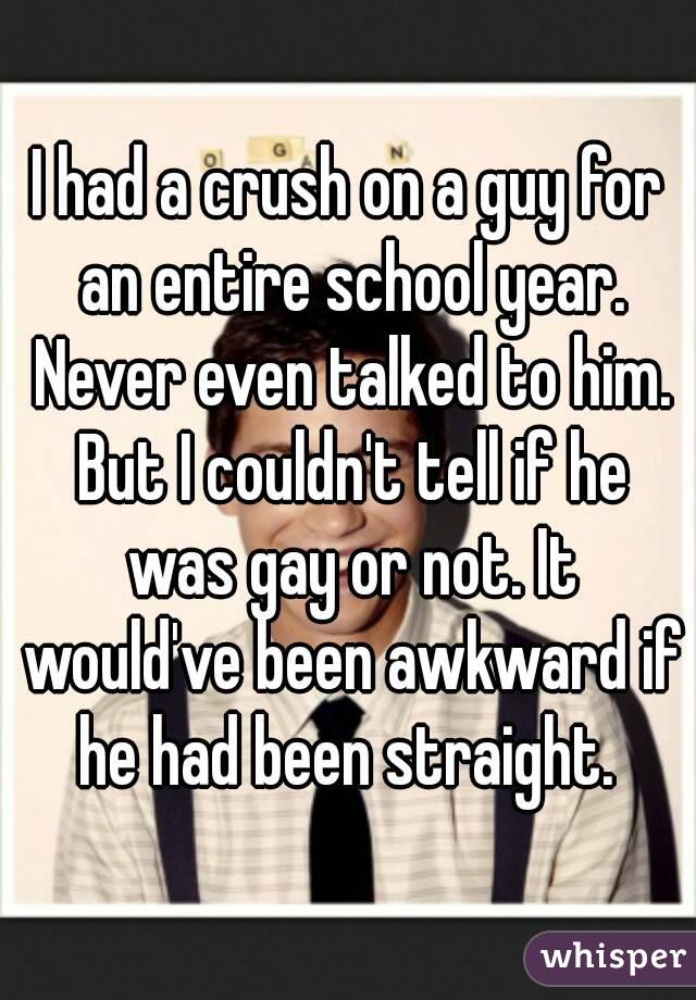 I had a crush on a guy for an entire school year. Never even talked to him. But I couldn't tell if he was gay or not. It would've been awkward if he had been straight. 