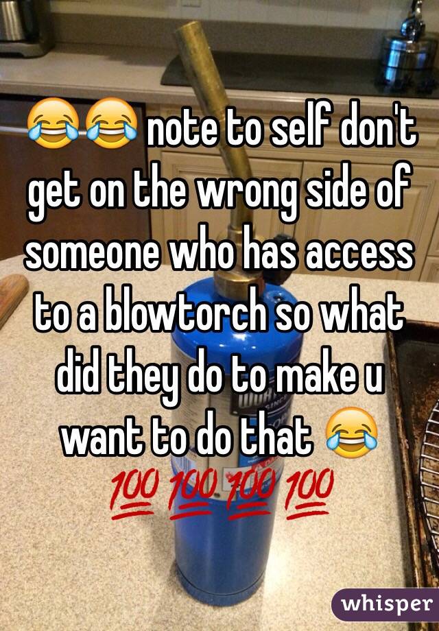 😂😂 note to self don't get on the wrong side of someone who has access to a blowtorch so what did they do to make u want to do that 😂💯💯💯💯