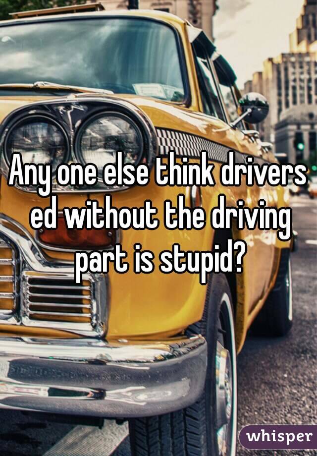 Any one else think drivers ed without the driving part is stupid?