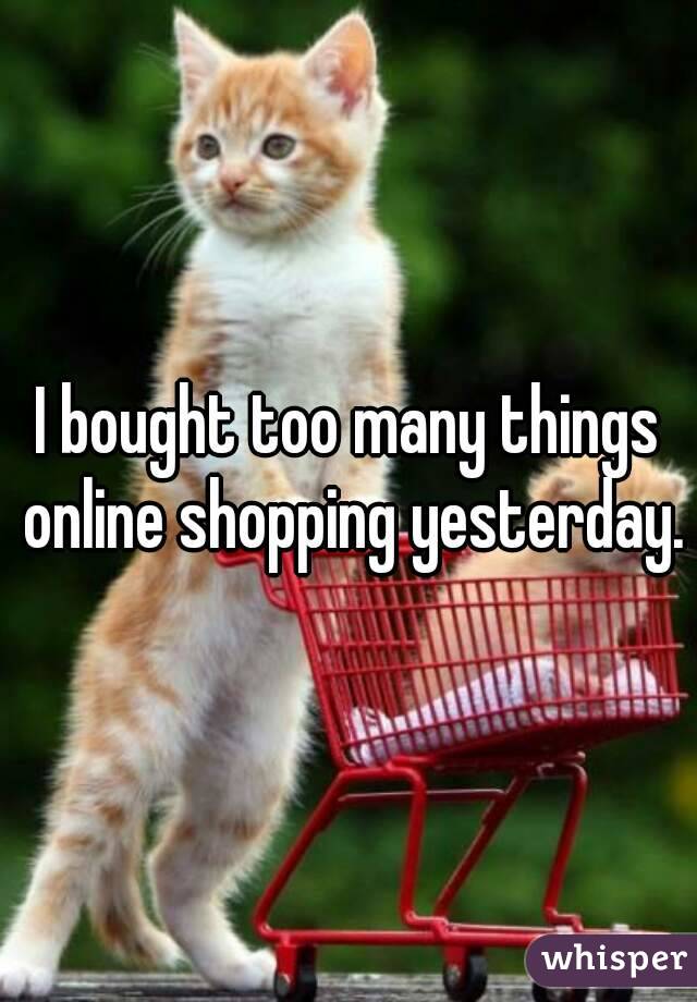 I bought too many things online shopping yesterday.