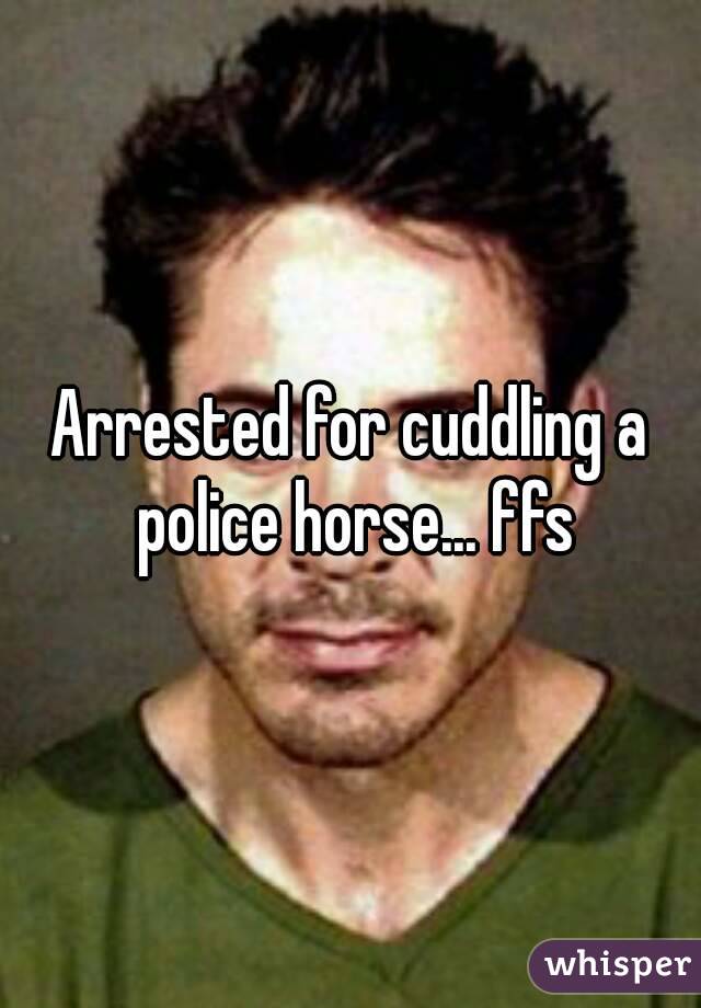 Arrested for cuddling a police horse... ffs