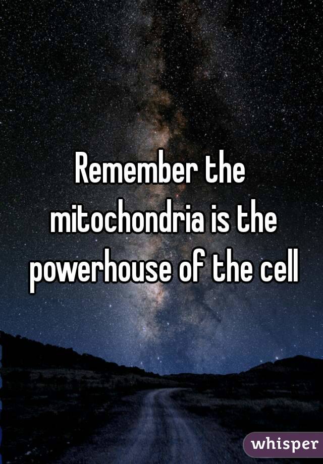 Remember the mitochondria is the powerhouse of the cell

