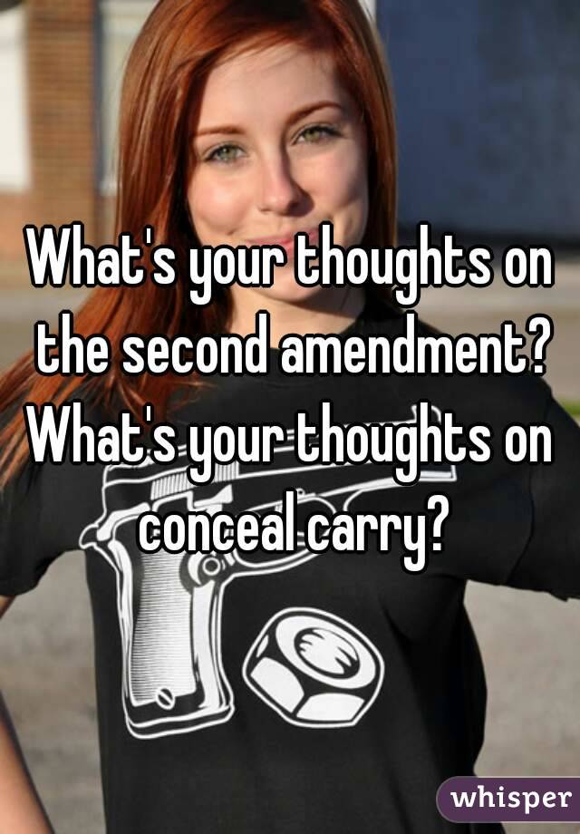 What's your thoughts on the second amendment?
What's your thoughts on conceal carry?