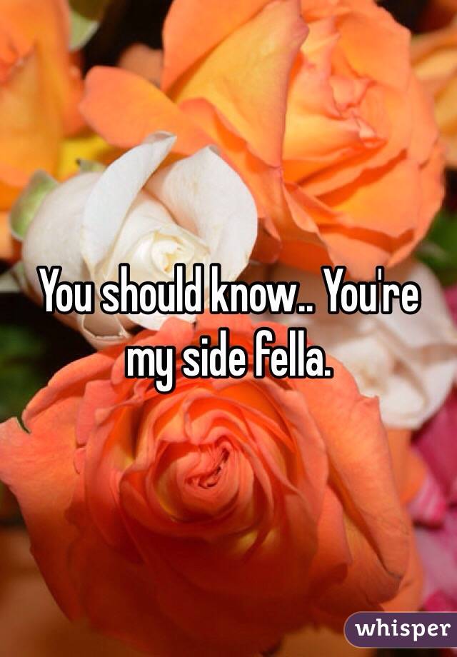 You should know.. You're my side fella. 