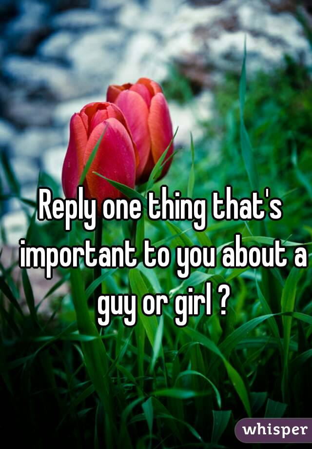 Reply one thing that's important to you about a guy or girl ?
