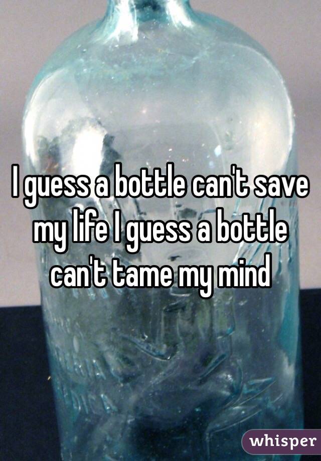 I guess a bottle can't save my life I guess a bottle can't tame my mind 