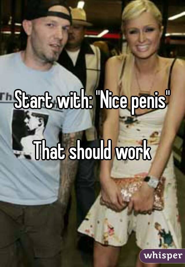 Start with: "Nice penis"

That should work