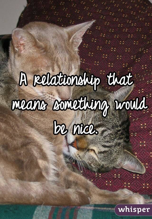 A relationship that means something would be nice. 