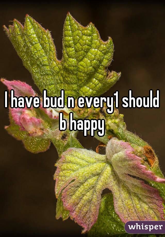 I have bud n every1 should b happy 