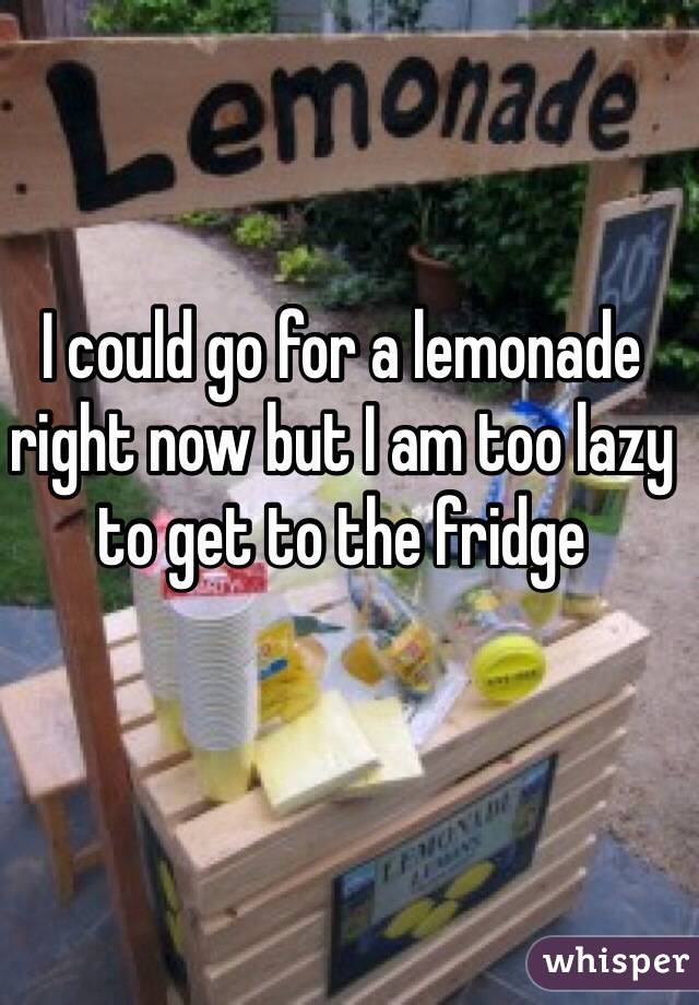 I could go for a lemonade right now but I am too lazy to get to the fridge