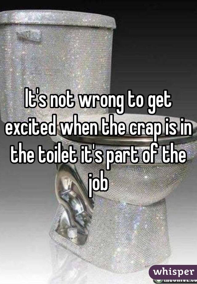 It's not wrong to get excited when the crap is in the toilet it's part of the job