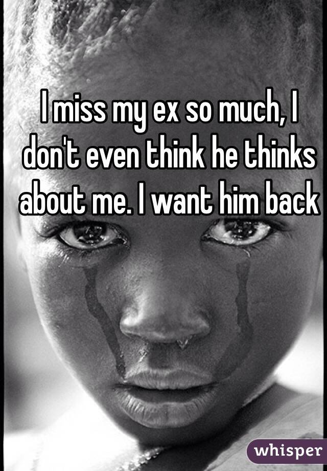 I miss my ex so much, I don't even think he thinks about me. I want him back
