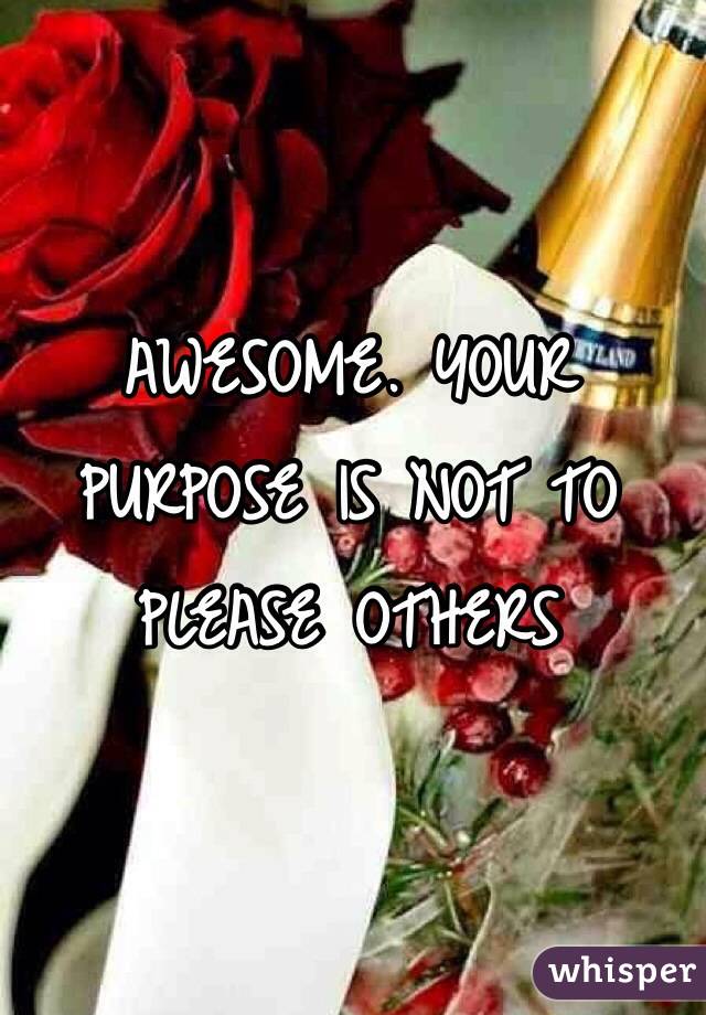 AWESOME. YOUR PURPOSE IS NOT TO PLEASE OTHERS
