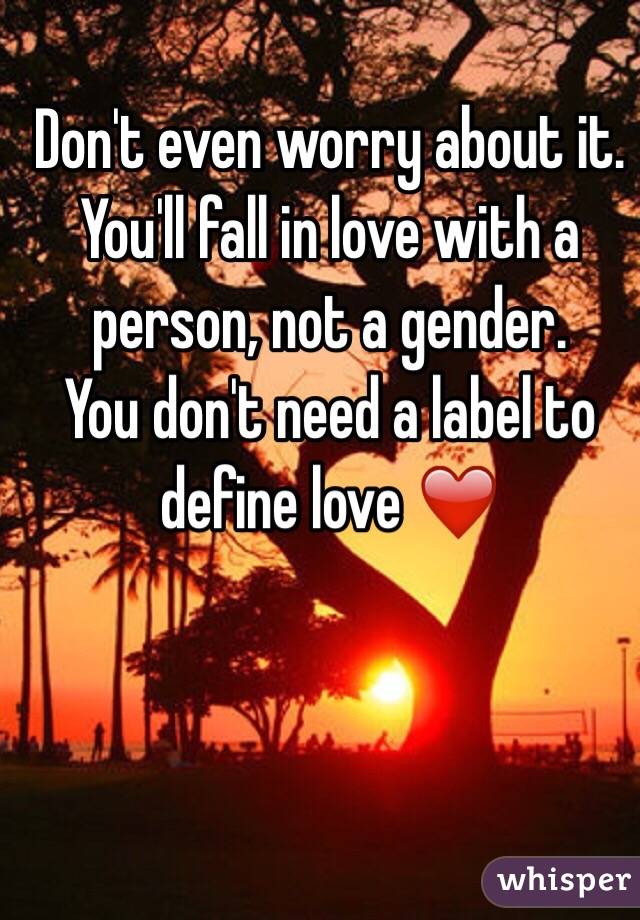 Don't even worry about it.
You'll fall in love with a person, not a gender.
You don't need a label to define love ❤️