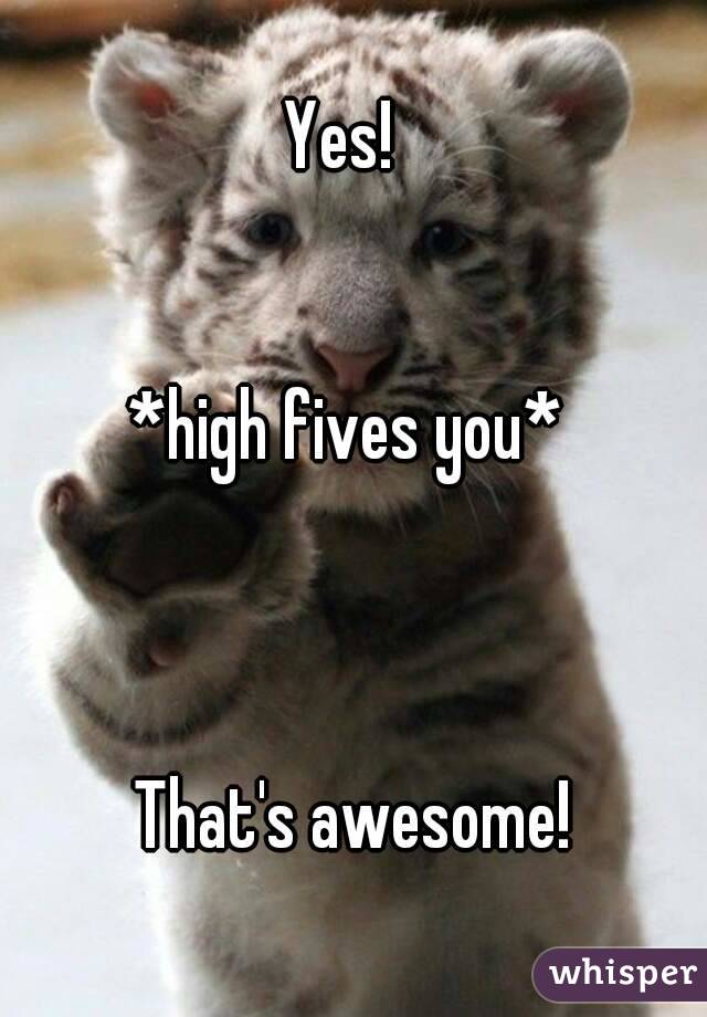 Yes!  


*high fives you* 



That's awesome!