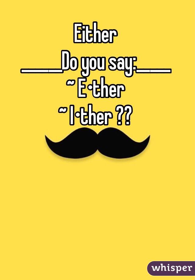 Either 
______Do you say:_____
~ E•ther
   ~ I•ther ??