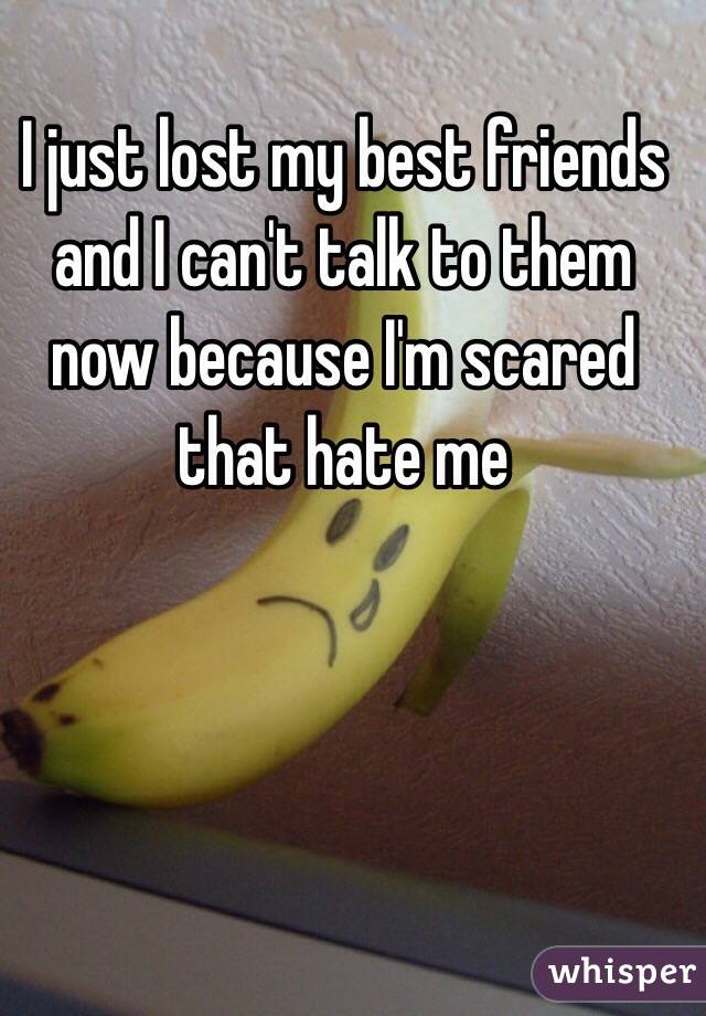 I just lost my best friends and I can't talk to them now because I'm scared that hate me