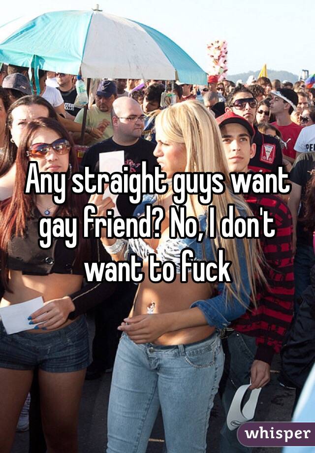 Any straight guys want gay friend? No, I don't want to fuck 