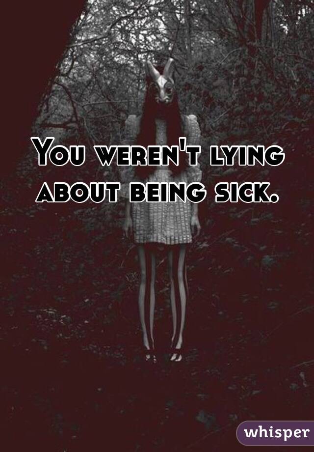 You weren't lying about being sick.