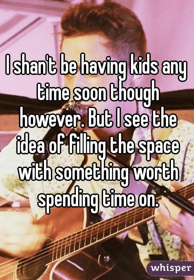 I shan't be having kids any time soon though however. But I see the idea of filling the space with something worth spending time on.