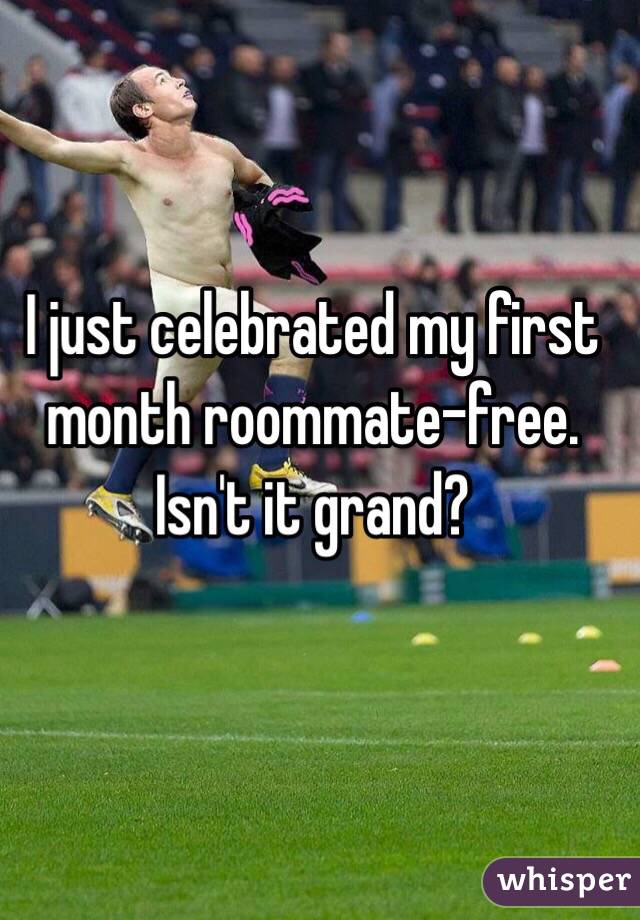 I just celebrated my first month roommate-free. Isn't it grand?