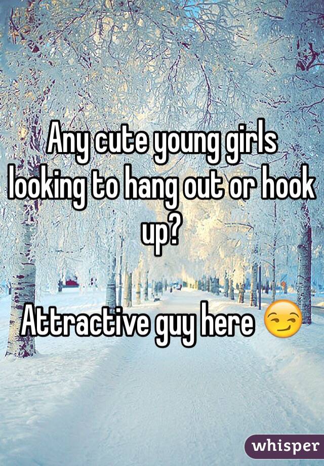 Any cute young girls looking to hang out or hook up?

Attractive guy here 😏