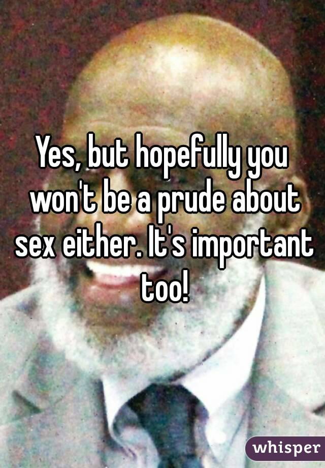 Yes, but hopefully you won't be a prude about sex either. It's important too!