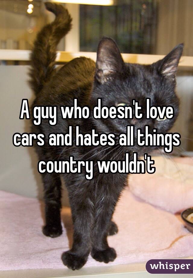 A guy who doesn't love cars and hates all things country wouldn't