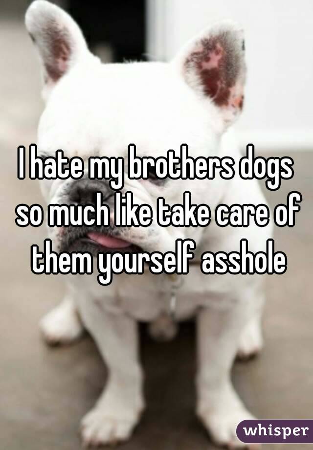 I hate my brothers dogs so much like take care of them yourself asshole