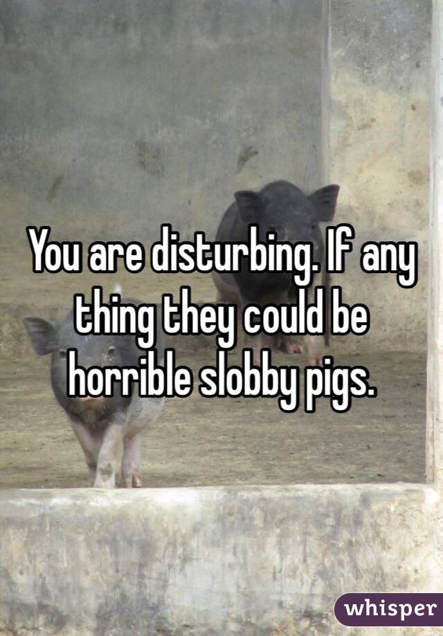You are disturbing. If any thing they could be horrible slobby pigs.
