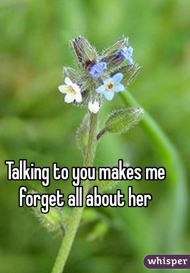 Talking to you makes me forget all about her 